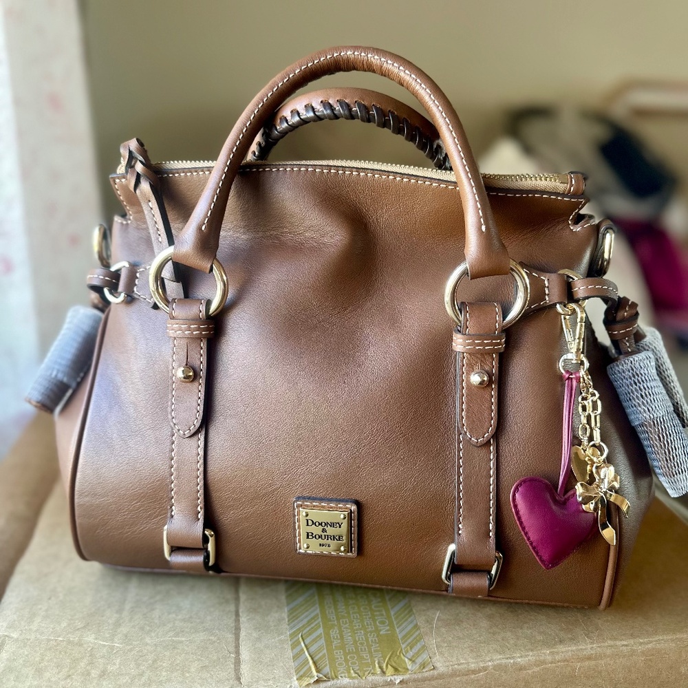 Dooney & Bourke Brown Satchel with Heart Charm